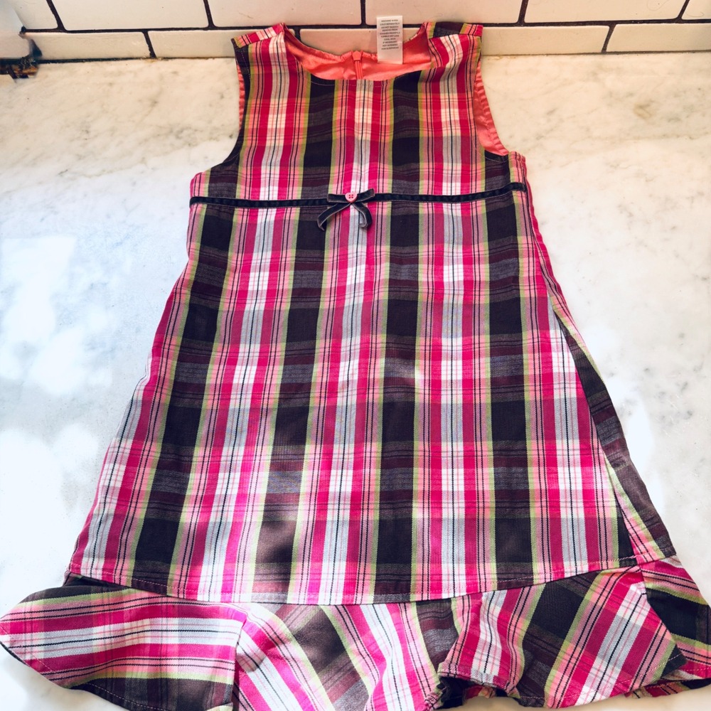 Gymboree Plaid Dress Girls Sleeveless Party Casual Cotton Blend Size 6